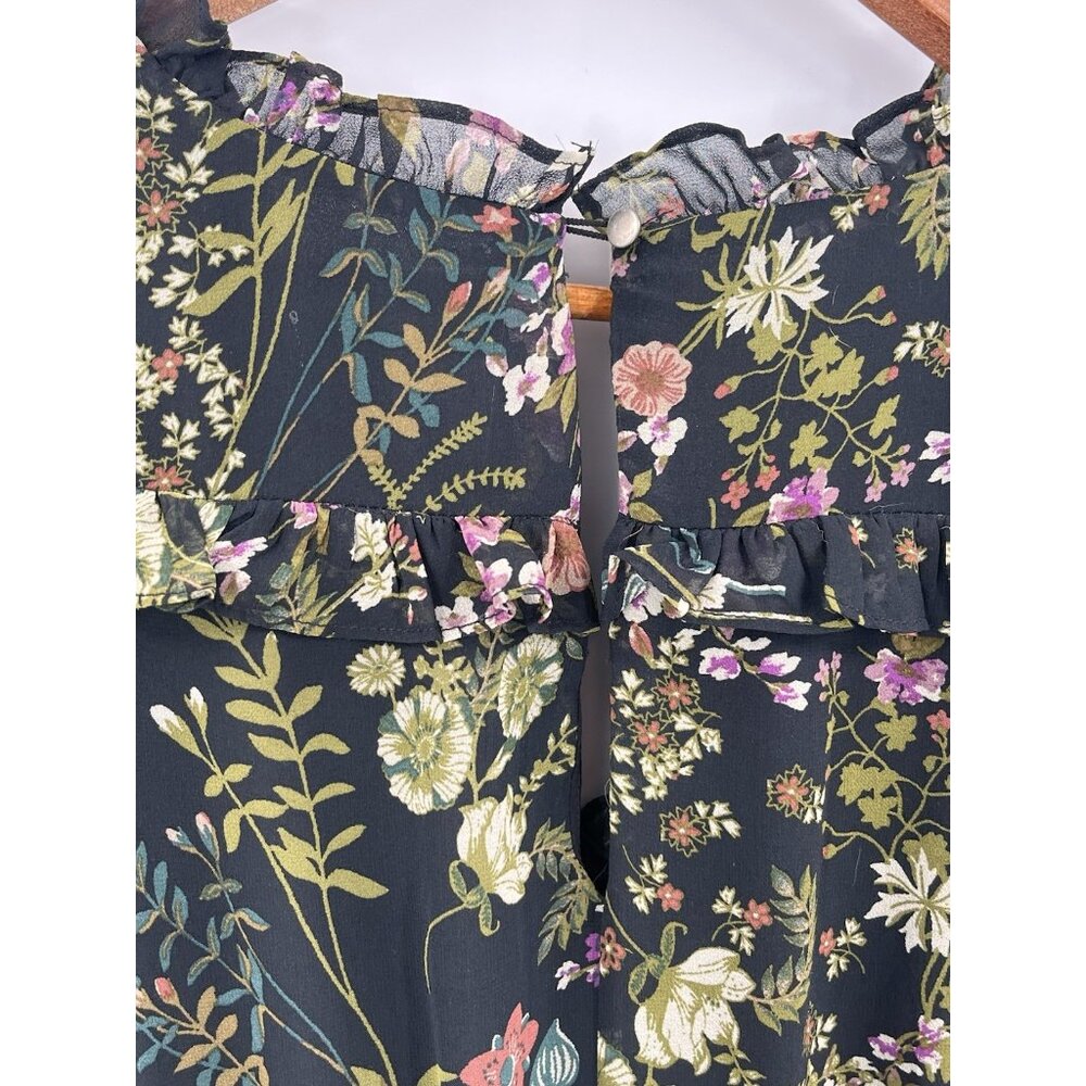 JUNE & HUDSON Women's Black Floral Faux Wrap Half Sleeve Dress Medium - Picture 7 of 8